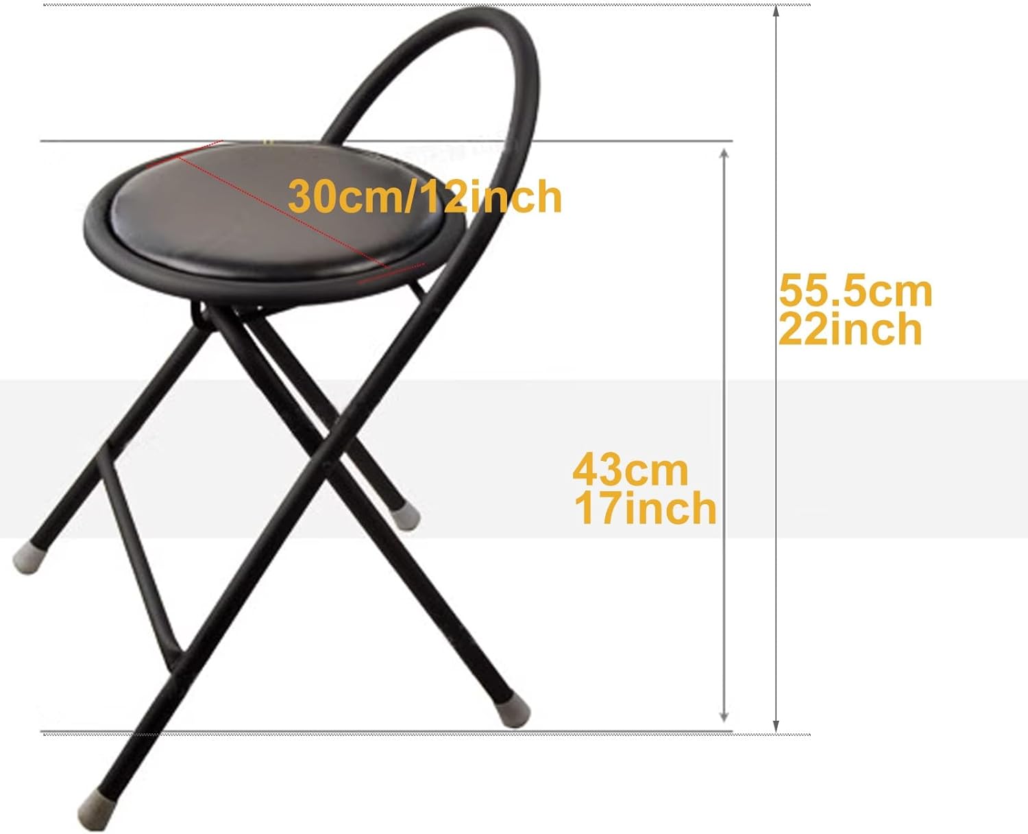 17 Inch Folding Stool, Padded Seat Breakfast Foldable Portable Lightweight Stool Chair for Adults Kitchen Dining (Color : 2PCS) (2pcs One Size)