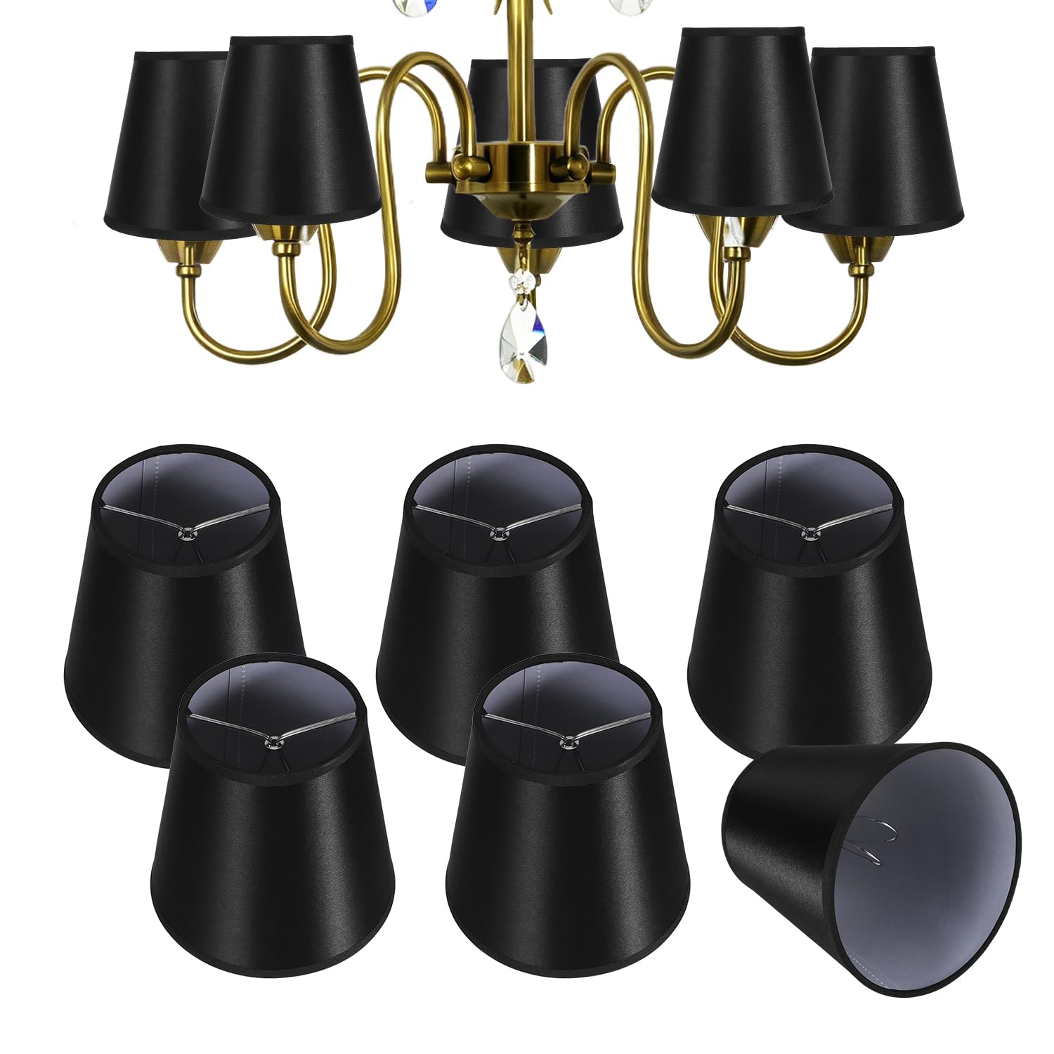 6 Pcs Chandelier Lampshade, E14 Clip On Modern Fabric Lamp Shades — image 1