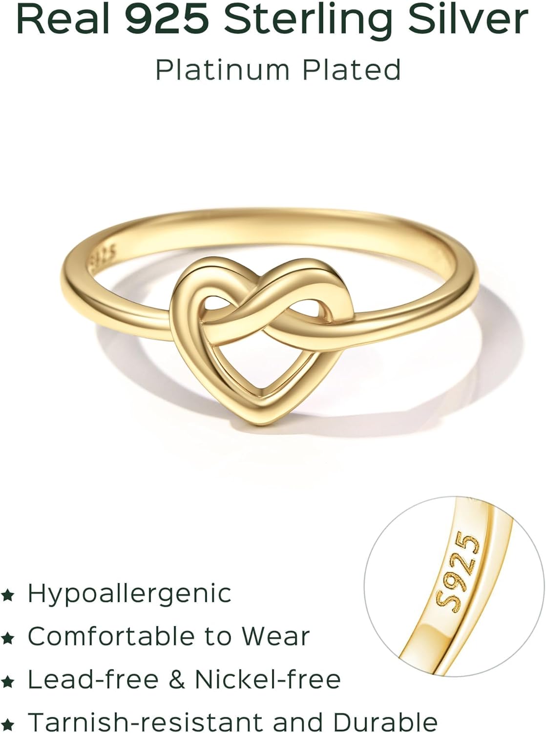 ChicSilver 925 Sterling Silver Love Knot Promise Ring High Polish Comfort Fit Band Ring Size 4-12 - Image 5