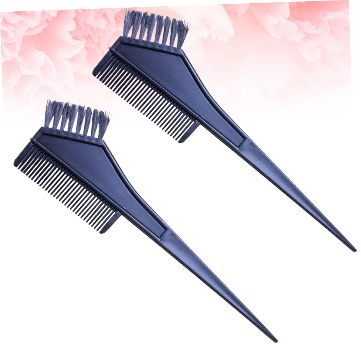 Hair Coloring Brush Comb 2pcs Black Set Soft Brush for Hair Dyeing Styling Tool Easy Parting Handle