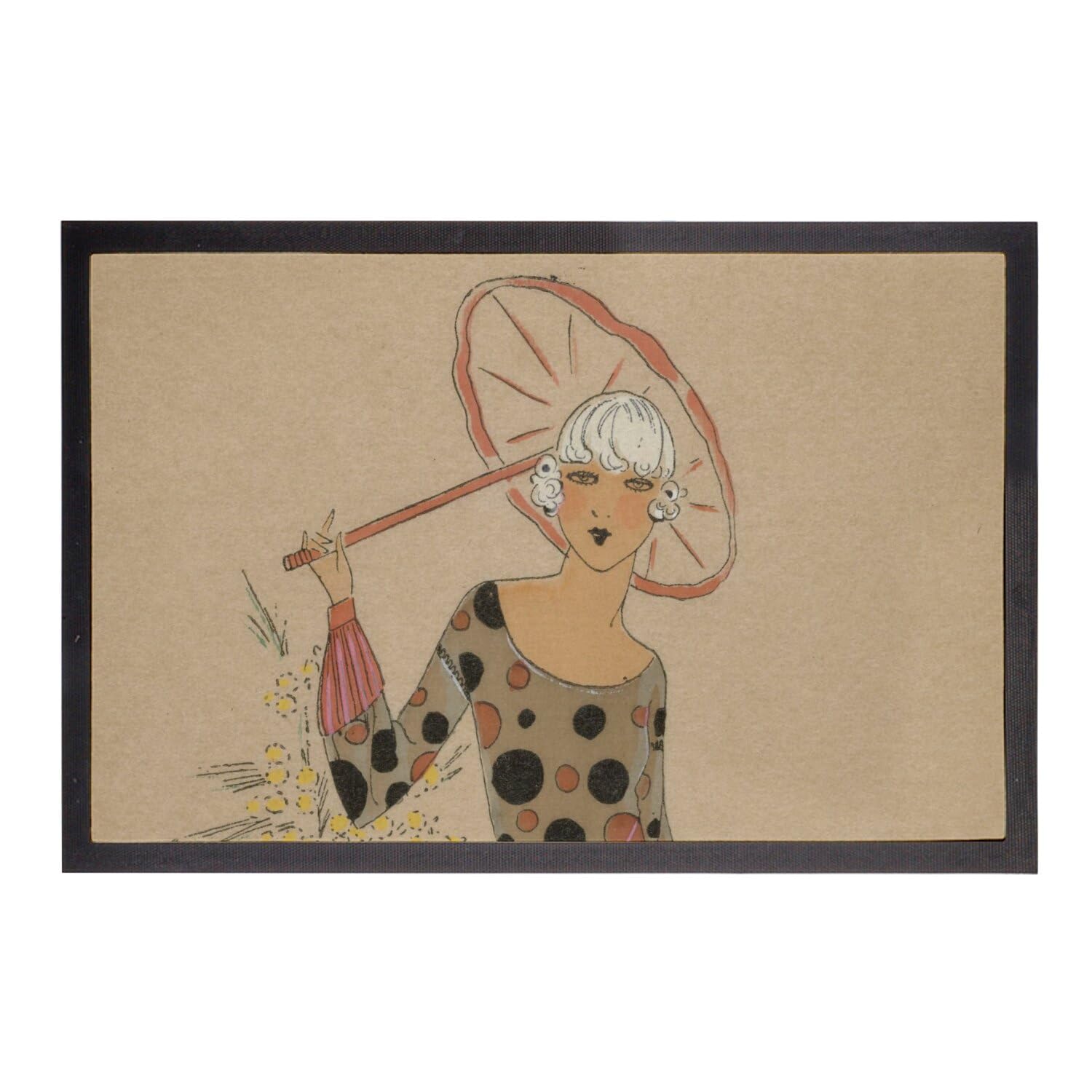 Paillasson Art Deco Parapluie Elegant tapis Fabulous haut de gamme motif rétro 75x50
