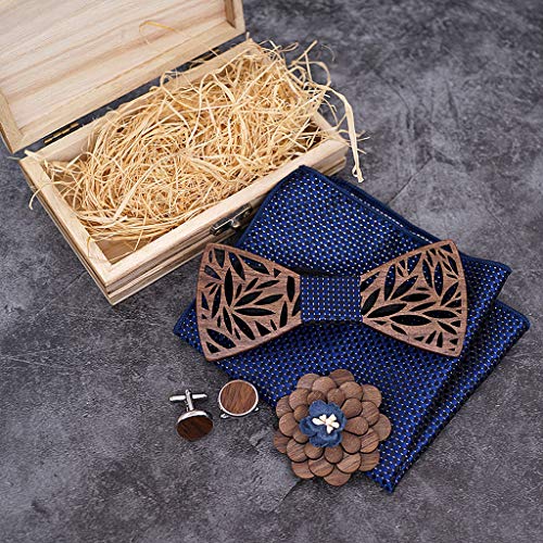 Fityle Gravata Borboleta Formal Masculina Gravata Borboleta De Madeira Abotoaduras Corsage Hankie Se