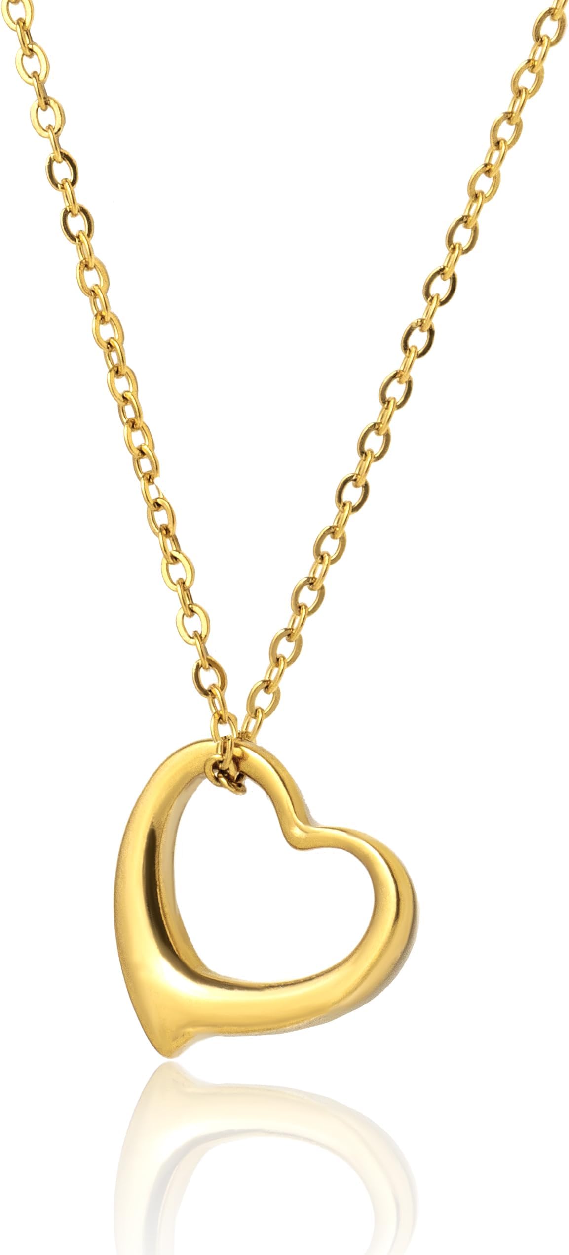 Altitude Boutique Open Heart Necklace for Women Floating Heart Necklace Hypoallergenic Simple Heart Necklace For Girls I Love You Necklace (Gold, Rose Gold, Silver)