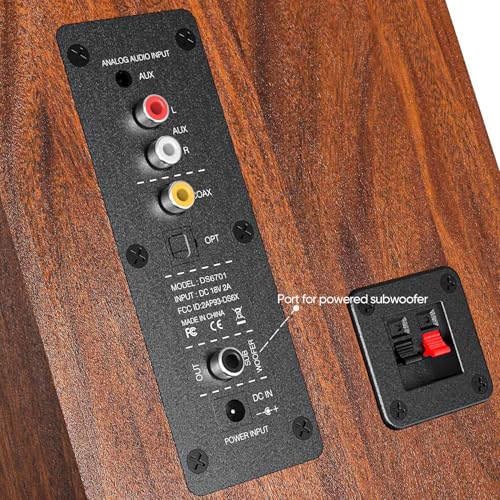 Saiyin Bluetooth Bookshelf, 40W X 2 Powered TV-Lautsprecher mit 4-Zoll-Tieftöner, Turntable-Lautsprecher mit optischem/AUX-Eingang/Subwoofer Line Out für PC und TVs