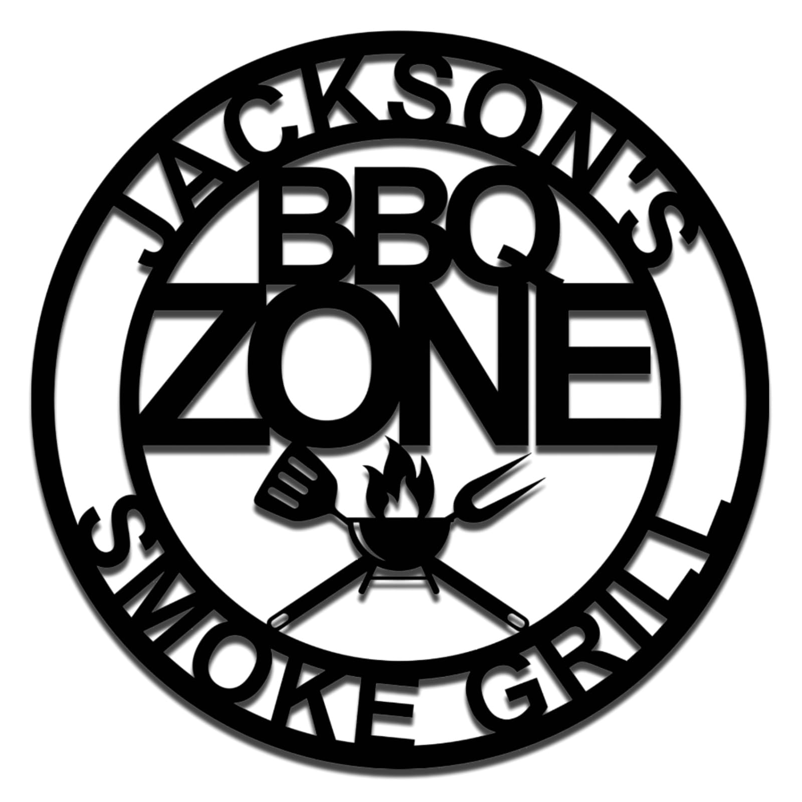 Met5kdm Style-2 Custom Bbq Zone Metal Name Sign,Personalised Barbecue Wall Art,Backyard Patio Bar Decor,Wall Hanging Sign Style 2