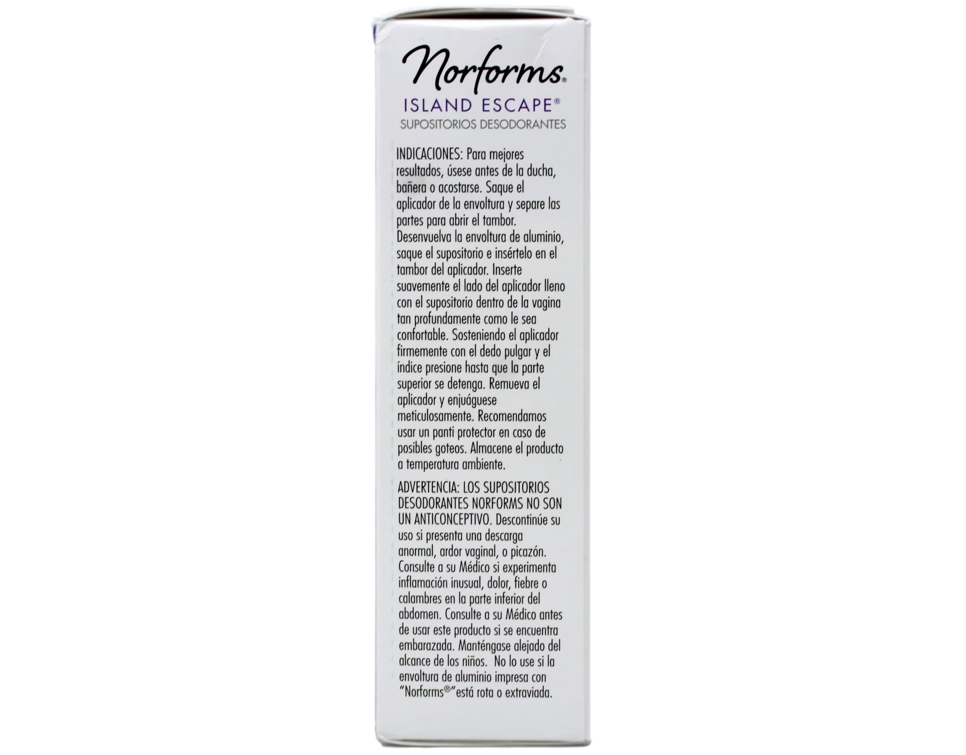 Norforms Feminine Deodorant Suppositories, Long Lasting Odor Control, Island Escape Scent, 12 Count (Pack of 3)