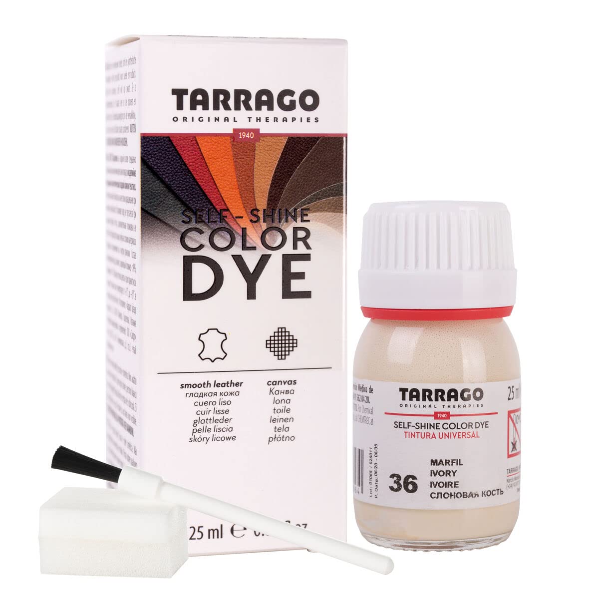 Tinte para Zapatos y Bolsos de Cuero y Textil con Esponja y Brocha | Cubre Rozaduras y Desgastes del Calzado | Gama de 90 colores — view 31