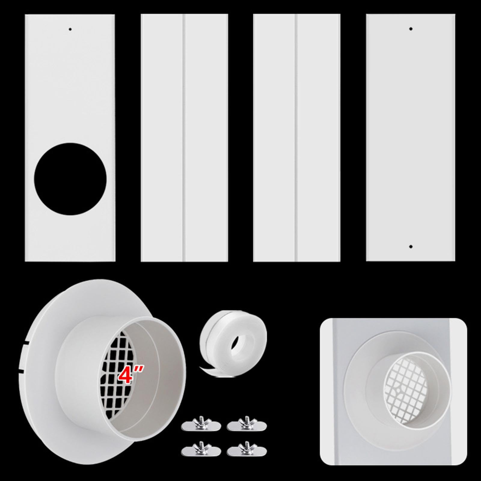 Kits de Placas de Sellado para Unidades de Aire Acondicionado Portátiles, Ventanas Correderas Y Ventanas Batientes, 4 Pulgadas 10 Uds.