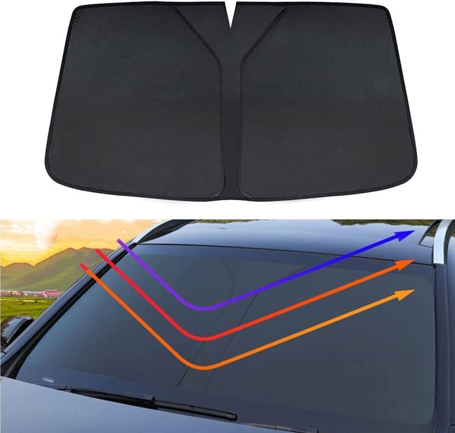 Auto Parasole per Honda Fit 2014-2025, Pieghevole Parabrezza Finestrini laterali Lunotto Privacy Anti UV,2 Front Doors