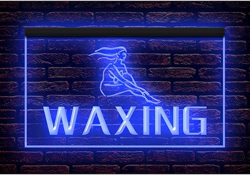 160011 WAXING - Letrero de neón con luz LED para salón de belleza (12 x 8 pulgadas, azul)