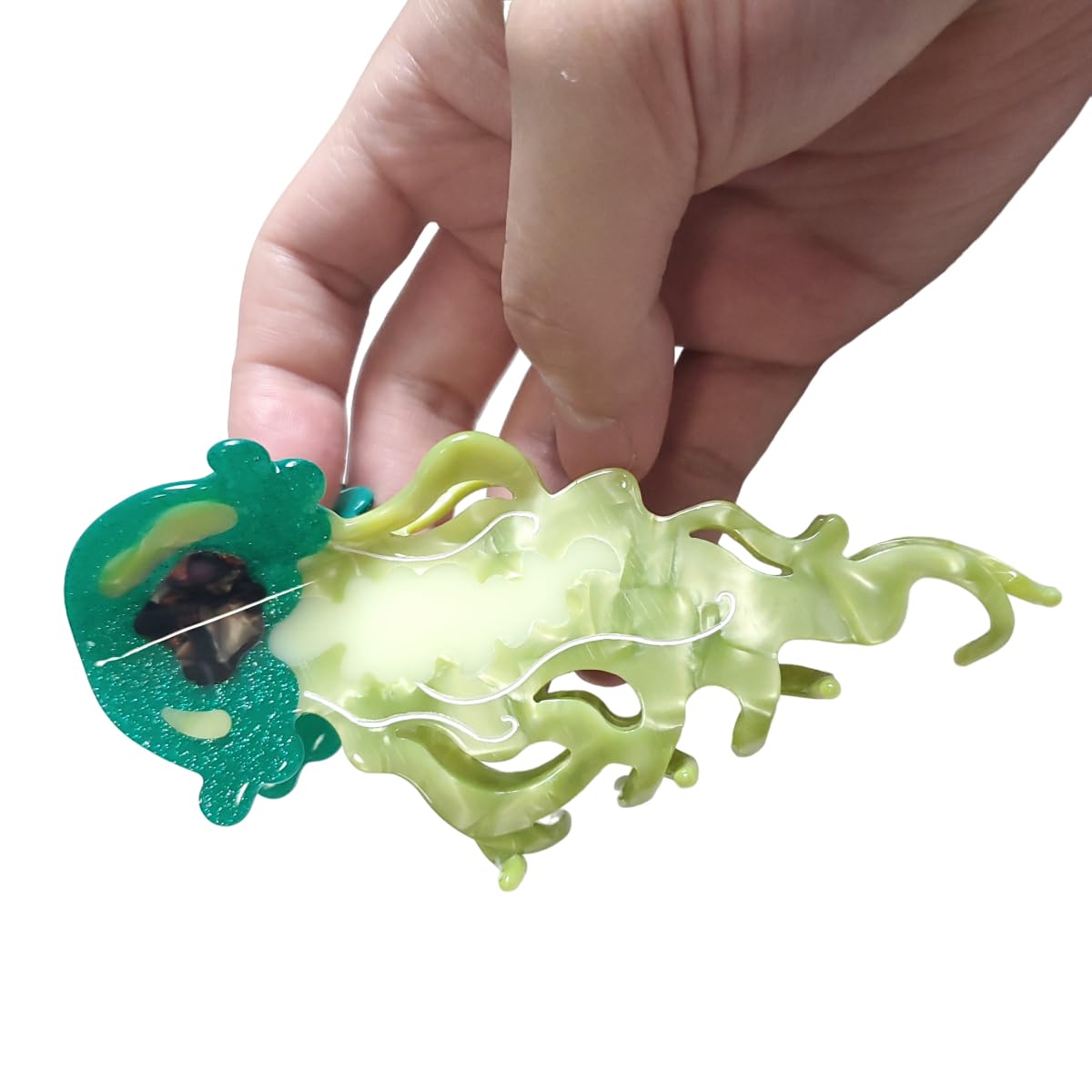 Novelty Ocean Jellyfish Hair Clips,Cellulose Acetate Hair Clips,Big Claw Clips for Girl,Hair Accessories,: Green