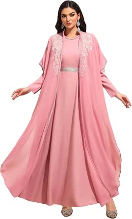 Muslim Abaya Dress for Women - Elegant Embroidered Kaftan Maxi Dress for Eid Ramadan Weddings Daily Wear