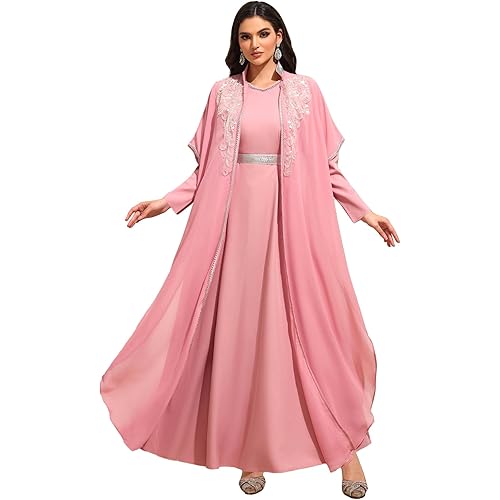 Muslim Abaya Dress for Women Elegant Embroidered Kaftan Modest Maxi Dress for Eid Ramadan Weddings Daily Wear