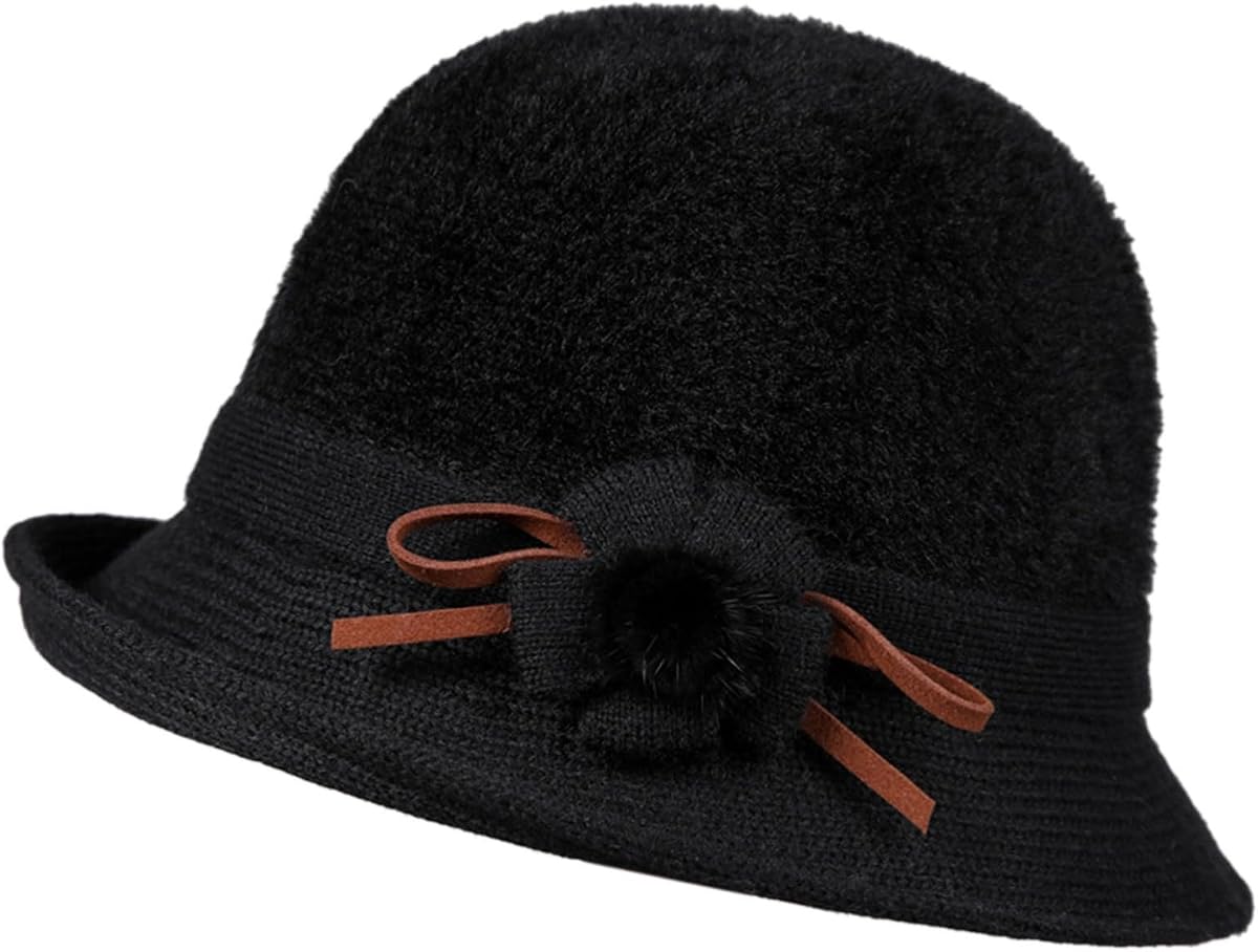 Sombrero de lana vintage para mujer, estilo cloche, para iglesia, fiesta de té, vintage, invierno, ala ancha, sombreros de vestir