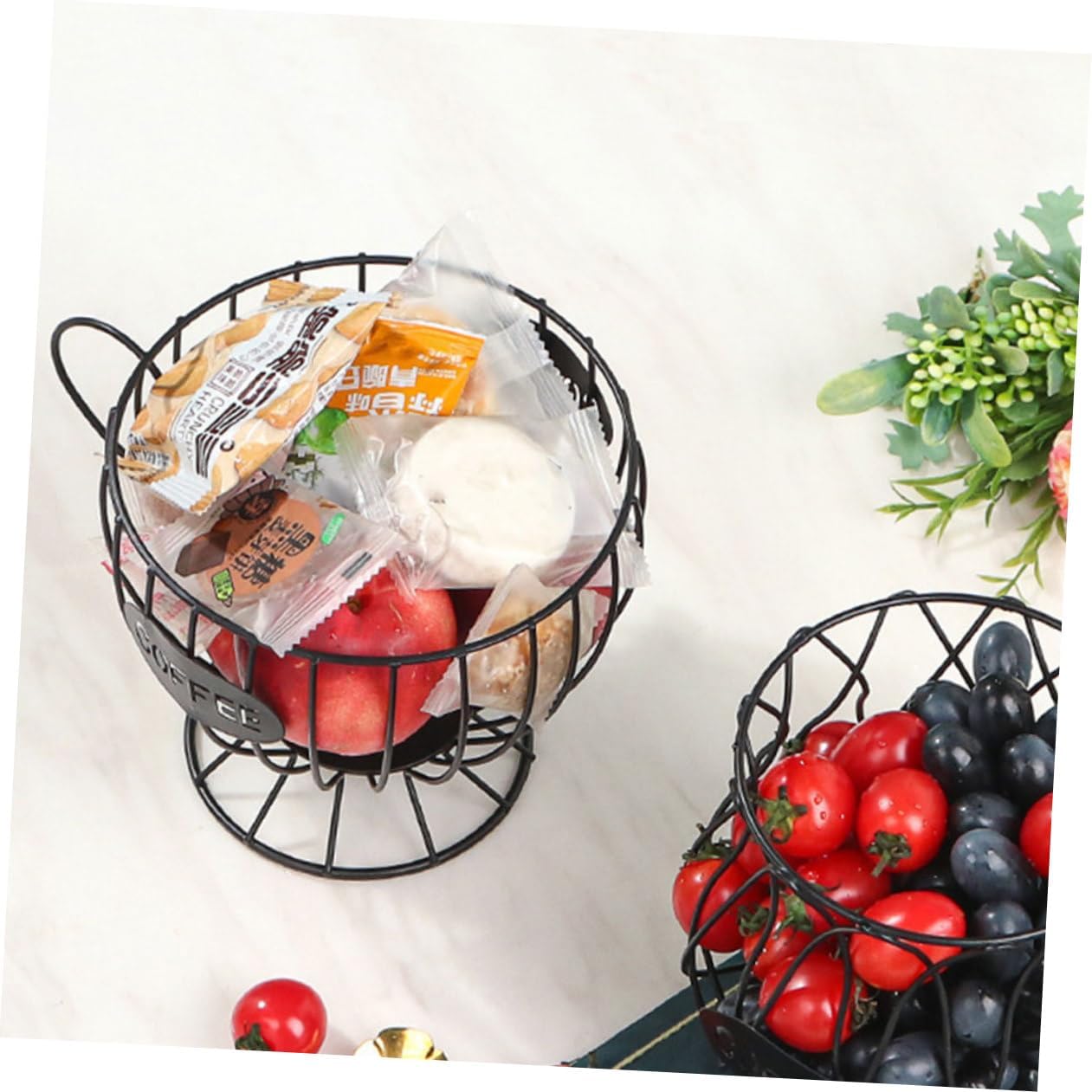 Metal Coffee Capsule Holder Basket Multi-use Coffee Pod Organizer and Fruit Snack Storage Rack for Kitchen Counter Smooth Construction with Large Capacity and Easy Cleaning
