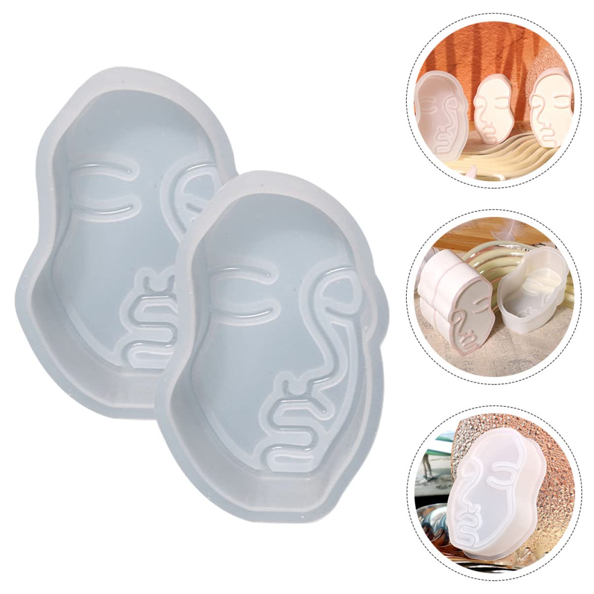 Uonlytech Moldes De Silicona Para Jabón Y Velas Forma De Cara Para Manualidades Diy Resistente Y Duradero Para Creaciones Artesanales 2 Piezas X 4