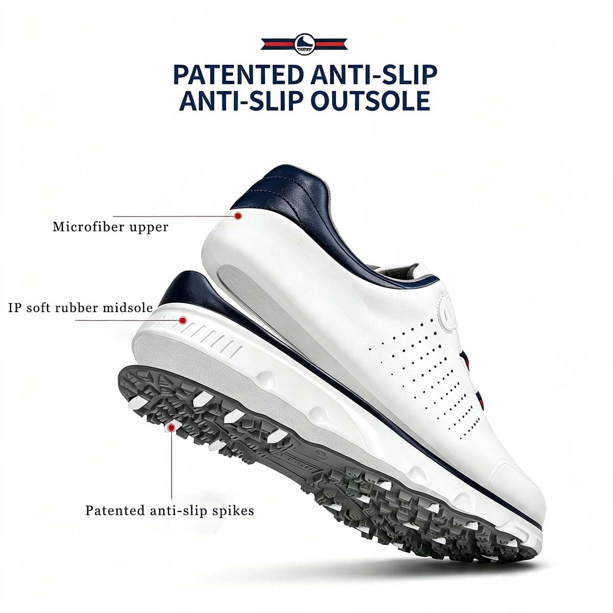 Zapatos de Golf de Cuero sin Clavos Impermeables para Hombre