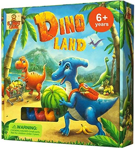 Dino Land - Fun Dinosaur Games for Girls & Boys Ages 6 and Up. 2-4 Players Vie to Grow Baby Dino Fastest. Educational Kids Board Games for Families Promote Problem Solving, Strategy, Social Skills