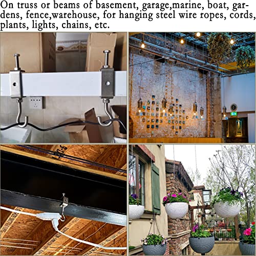 Foxwake 1 3/16 In Stainless Steel Small C Clamps +Heavy Duty Metal Threaded Hanging Screw Hook/Open Cup Bolt Hook thumb #5