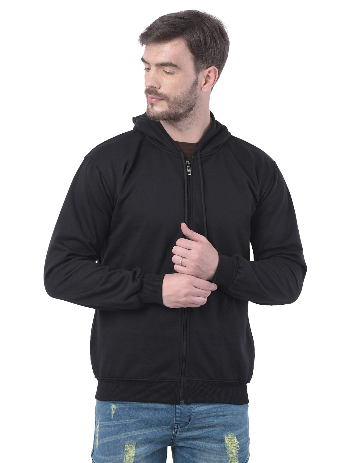 ben martin Cotton Blend Men's Cotton Polyester Regular Fit Standard Length Hooded Hoodie-(Black Medium)-picture-27
