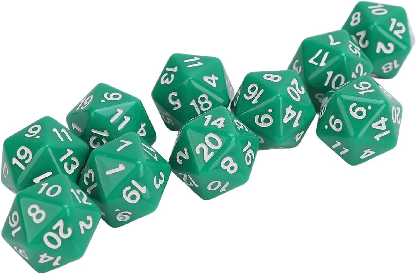 Polyhedral Dice, 10PCS Table Game Dice Clear Numbers for Family Gathering (Green), Cryfokt8toa6uk9n5-15