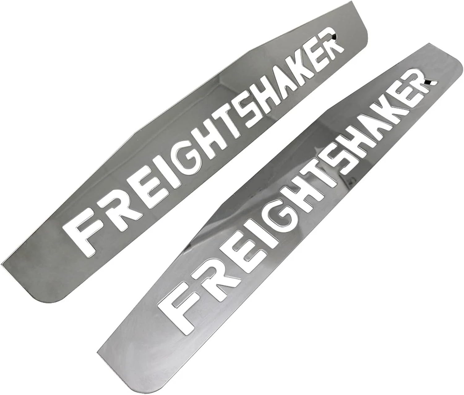 24" x 4" Semi Trucks Mud Flap Weights w/FREIGHTSHAKER Pattern Stainless Steel Mirror Finish with Welded Studs, 2PCS