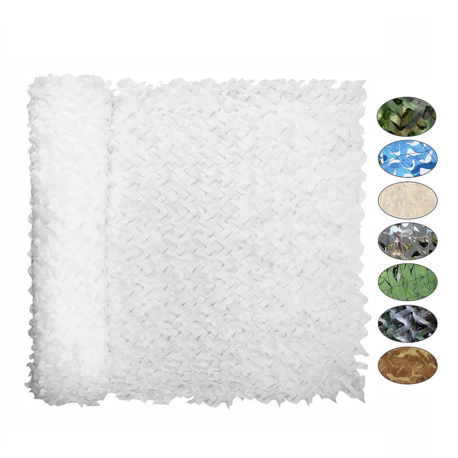 Rete Mimetica Protezione Solare, Camouflage Net Militare, Copertura per Rete Ombreggiante Esterni per Caccia/Decorazione/Anti-UV, Rete Mimetica Grande 4x6/5x7/8x10m, Bianca,2x5m(6.6 * 16.4ft)