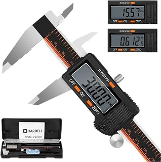 HARDELL Messschieber Digital 150mm, Digitale Schieblehre aus Edelstahl, LCD-Anzeige, mm/Zoll-Umrechnung, Nullstellfunktion, spritzwassergeschützt & staubdicht, für Werkstatt, 3D-Druck und Kfz