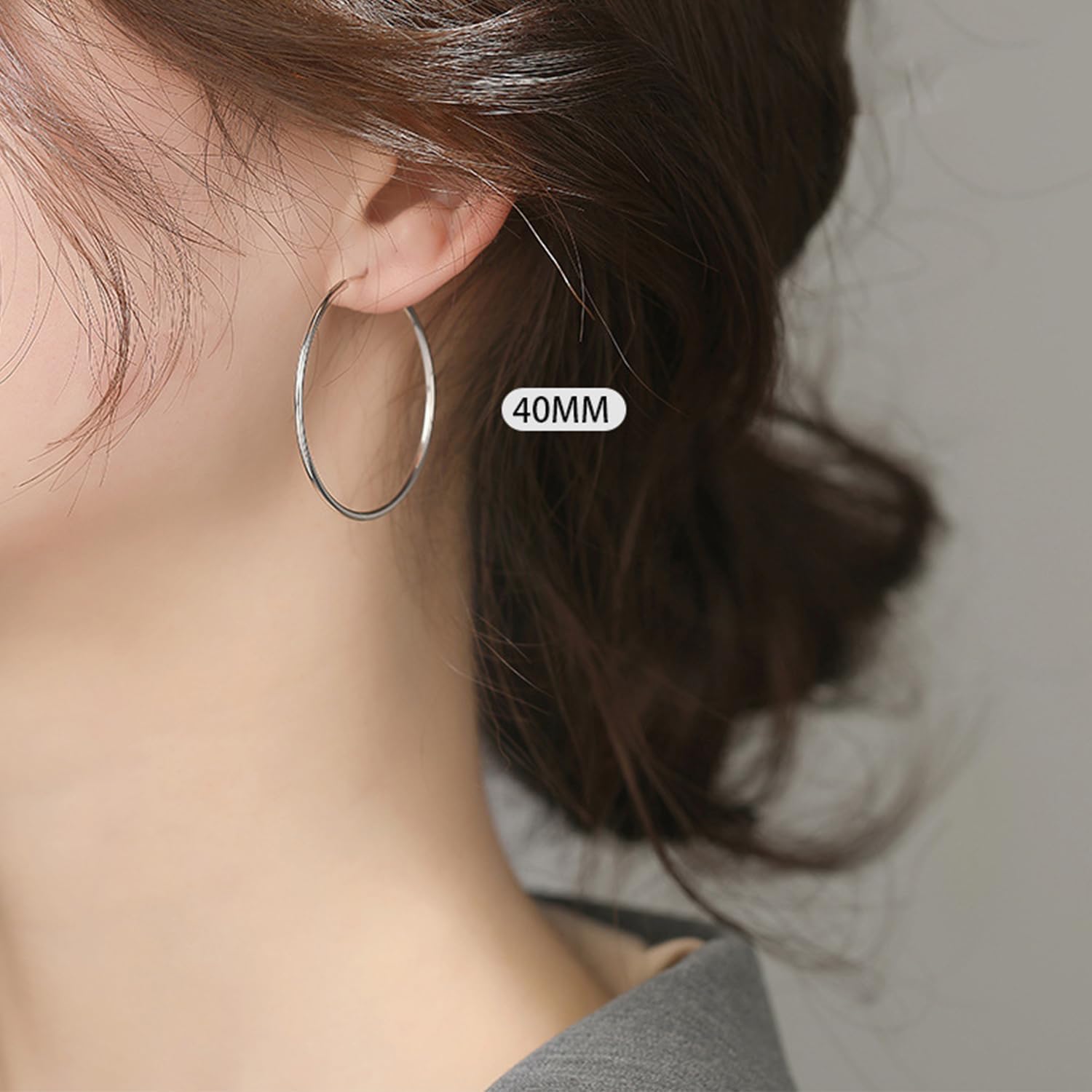 Clip On Hoop Spring Earrings Non Pierced Black Silver Rose Gold Tone