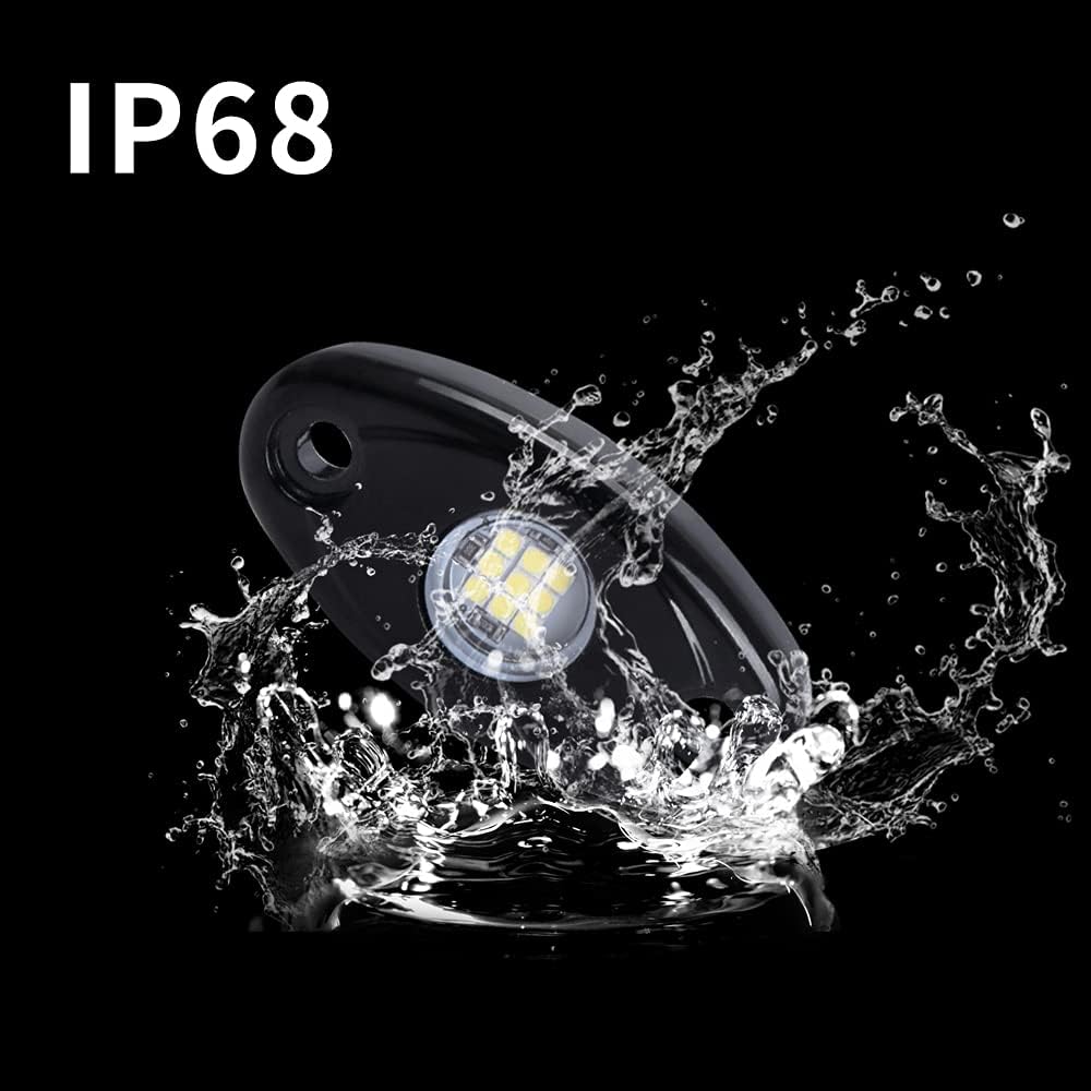White LED Rock Lights 6 Pod Waterproof LED Neon Underglow Light for Car Truck ATV UTV SUV Off Road Underbody Glow Trail Rig Lamp Rock Lights (White)