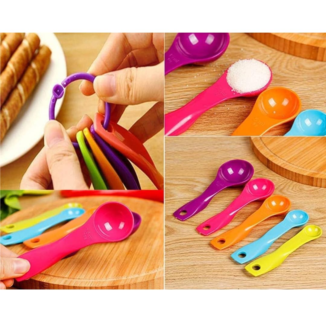 PARENCE Cuillères Doseuses Plastique Colorées 1-15 ml/g Mesure Cuisine Pâtisserie Anneau Accroche
