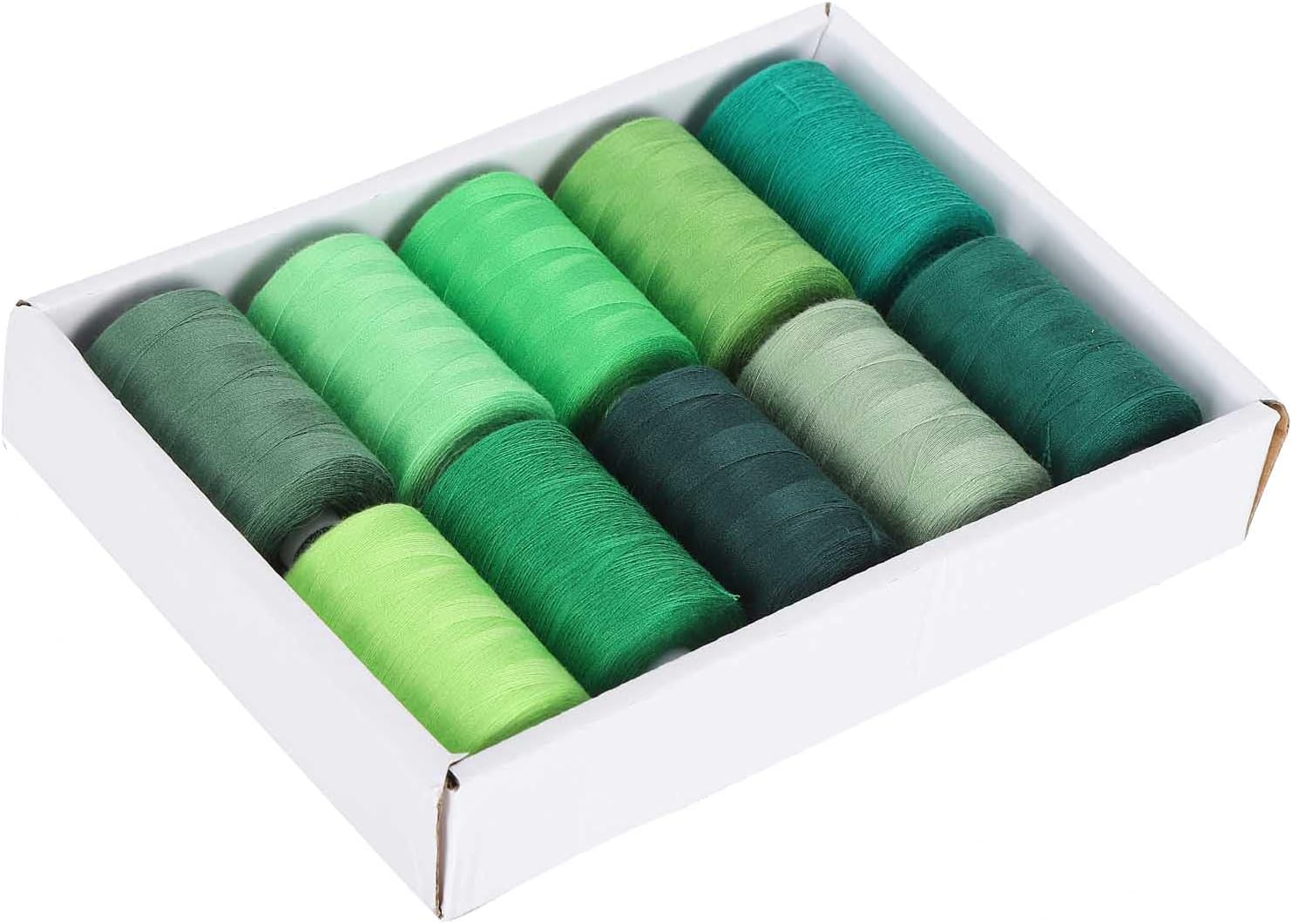 10 Rolls Polyester Sewing Machine Thread Green Set, 1000 Yards Per