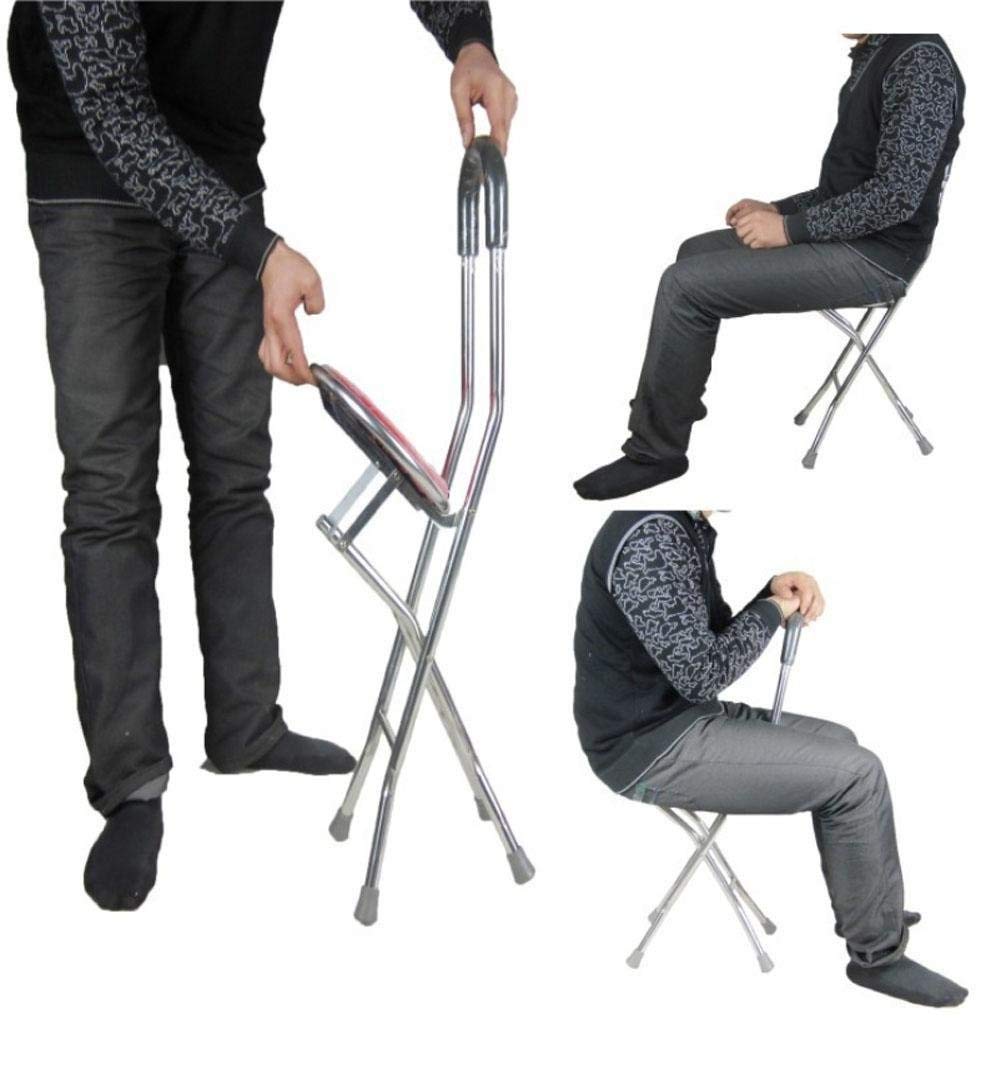 Taburete Plegable con Asiento de bastón, de Acero Inoxidable, para muletas de Ancianos, Ligero, Plegable, de Aluminio Ligero, Peso máximo del Usuario: 150 kg, para Padres