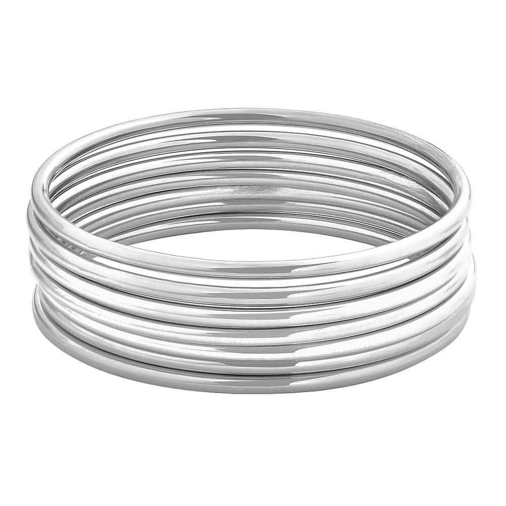 Edforce Stainless Steel Glossy Thin Round Bangle Bracelet Set for Women, Set of 7