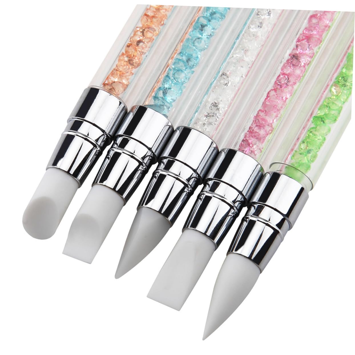 5pcs Nail Art Engraving Pen Set Rhinestone Handle Manicure Dual Heads Tool Embossed Nail Pen for