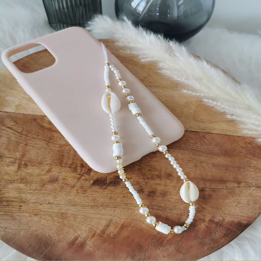 Chaîne De Téléphone Portable Perlée - Pendentif Universel Avec Anneaux, Rose, 26 Cm