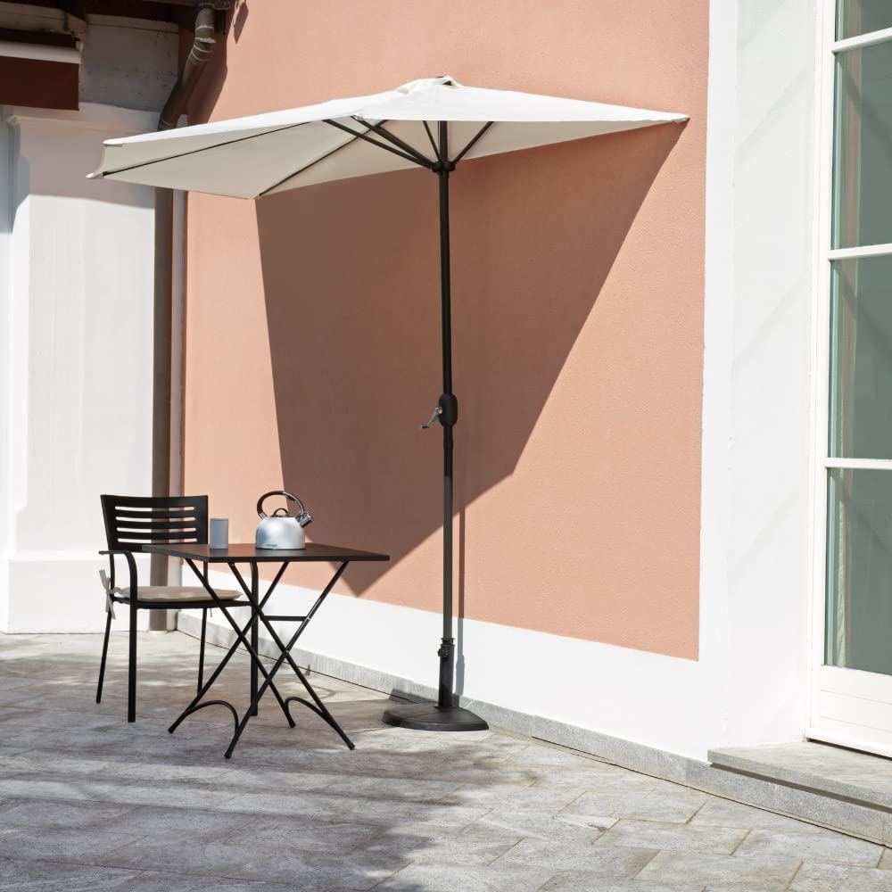eacommerce Mezzo Ombrellone a Parete da giardino Mezzaluna 270 cm in Alluminio con Base INCLUSA