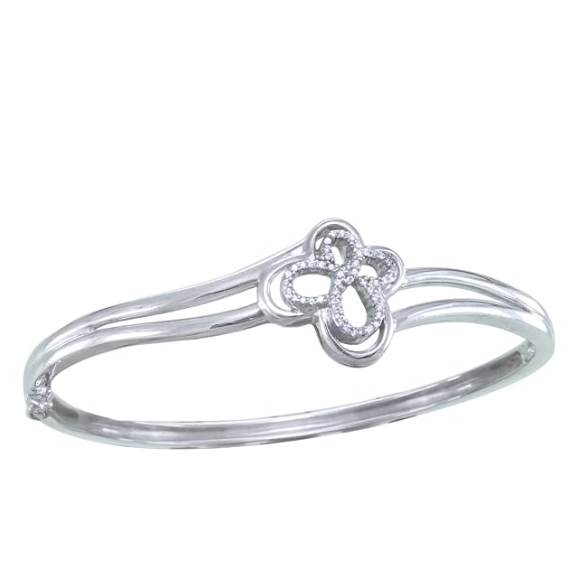 Pretty Jewels 0 10 Carat ctw Round Cut White Diamond Butterfly Bangle Bracelet In 10k Or 14k Solid