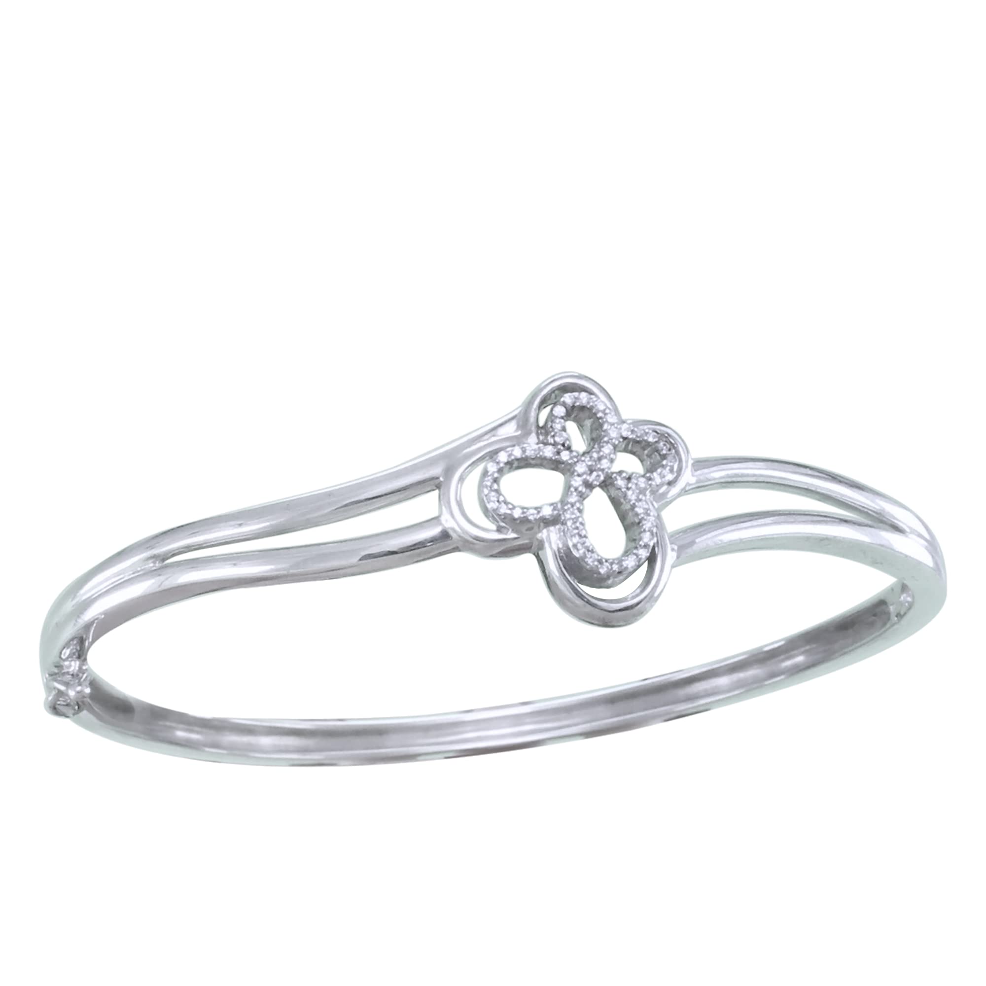 Pretty Jewels 0 10 Carat ctw Round Cut White Diamond Butterfly Bangle Bracelet In 10k Or 14k Solid