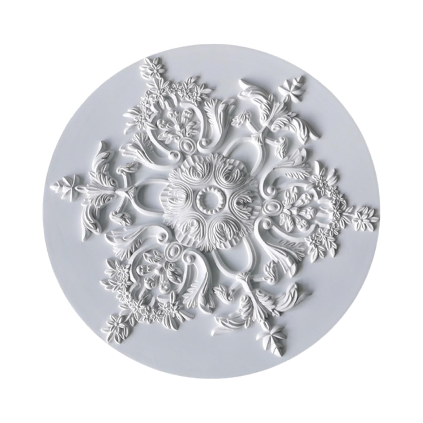 Foelanne Style-K White Molded Pu Round Ceiling Medallion Fan Light Base 30-60Cm(,60Cm)