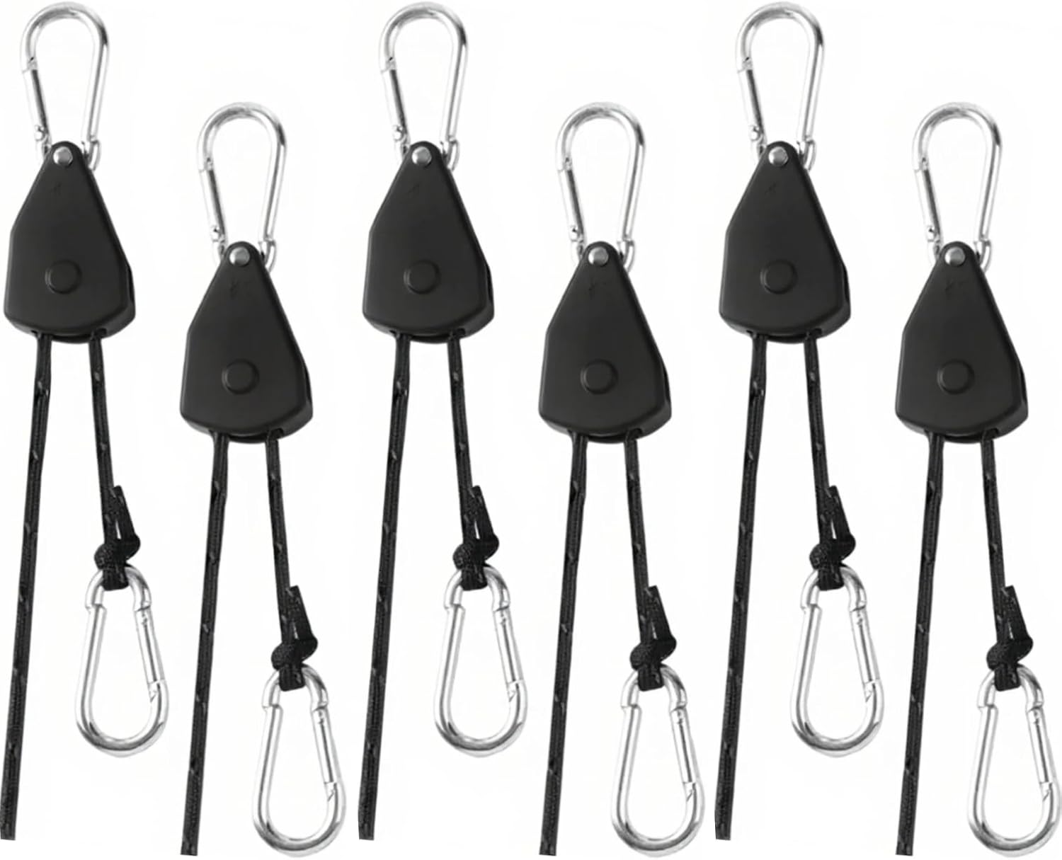 Longer 15ft Ratchet Strap Rope Tie Down Rope Rollers 6 Pack Paracord Tarps Tie Downs Small Cam Jam Retractable Paracord Ropes Tightener for Tent Canopy Use 1/8 inch