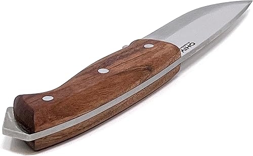 Miniatura 3 de Cuchillo Bushcraft hecho a mano con hoja de acero alemán 4116 inoxidable de 4.25 pulgadas, funda de cuero auténtico, mango de nogal de espiga