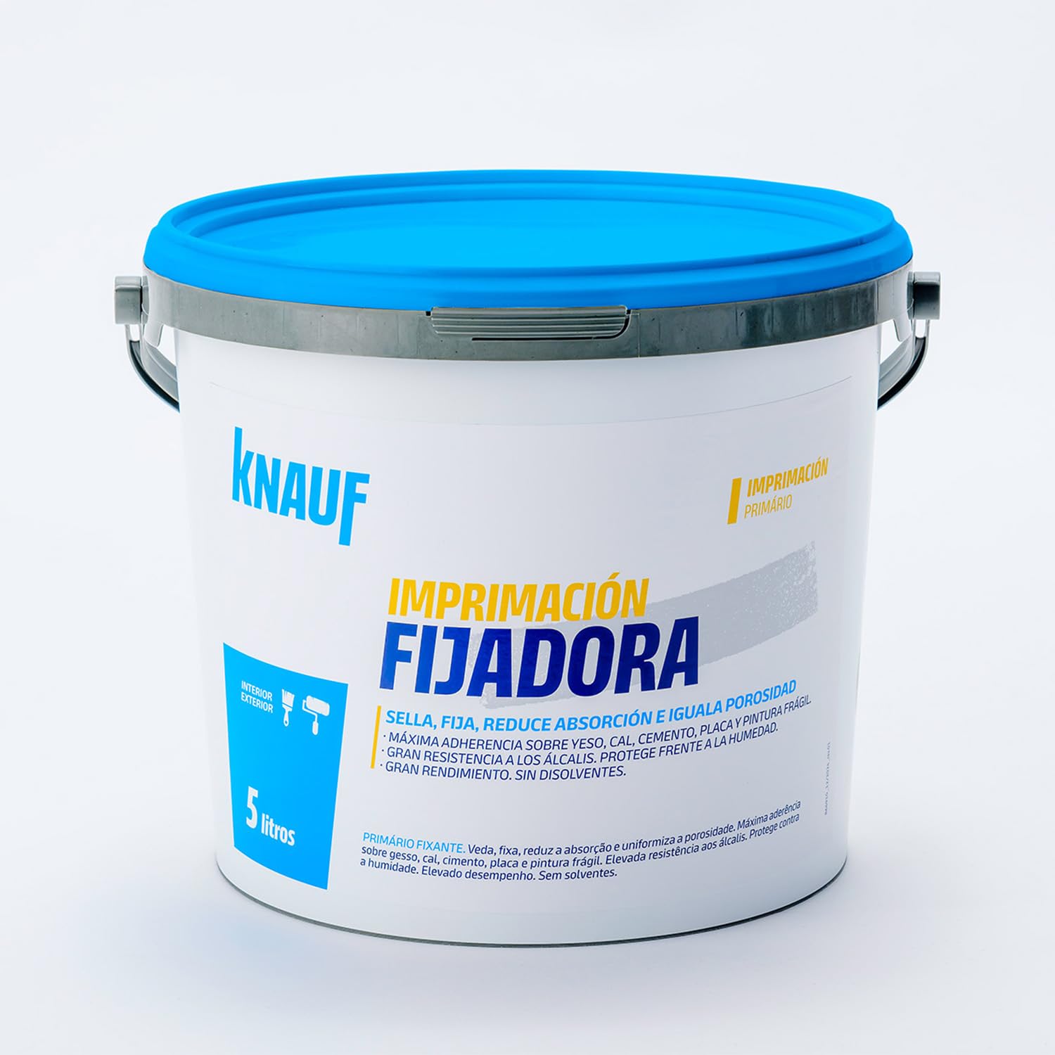 KNAUF - Imprimación Fijadora 5 L - Transparente - Sella y Fija, Reduce Absorción e Iguala Porosidad - Extrema Finura, Alta Resistencia y Gran Penetración - Protege Frente a Humedad - Listo para Usar