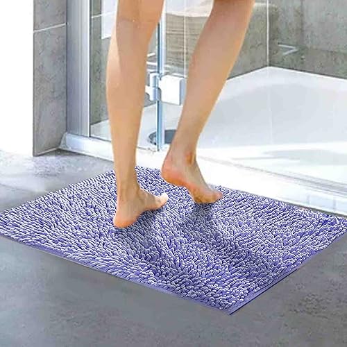 Miniatura 6 de Alfombras de cocina absorbentes, color morado claro, tapete de baño rosa, antideslizante, cómodo, peludo, duradero, grueso, lavable a máquina, para