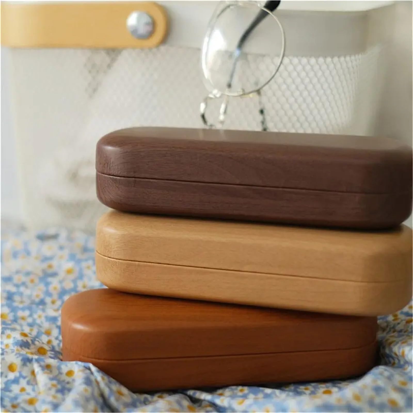 Estuche for Gafas, Estuche for Gafas 1 ud. Caja Impermeable for Gafas de Grano de Madera for Mujeres y Hombres, Gafas de Lectura portátiles, Estuche for Gafas de Sol, Protector for Gafas