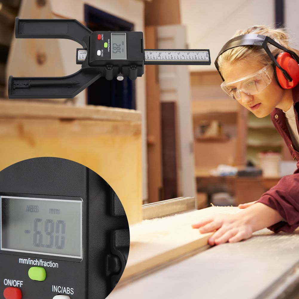 Digital Tiefenmesser LCD Magnetisch Selbststehend Messgerät für Holzbearbeitung und Maschinenbau - Präzise Höhenmessung