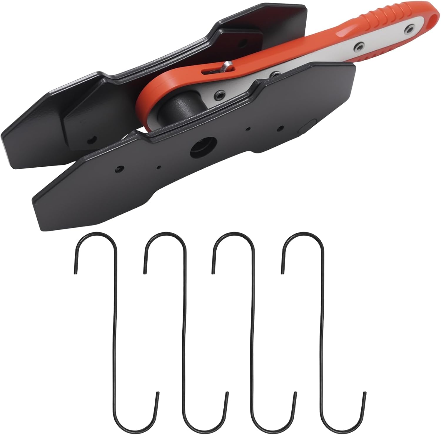 Brake Caliper Compression Tool 4-in-1 Piston Compressor with Extra Plates and Hanger Hooks for Disc Brake Maintenance (Red)
