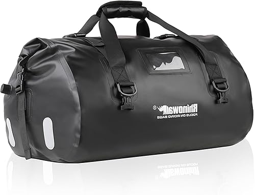 abamita Rhinowalk - Bolsa trasera de motocicleta de 35 a 50 litros, expandible para asiento trasero, bolsa de almacenamiento de equipaje de viaje,