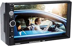 DVD player para carro, tela de toque dupla de 7 polegadas para carro BT MP5 Player estéreo com suporte a rádio FM imagem reversa, tecnologia Bluetooth integrada para conversação com viva-voz
