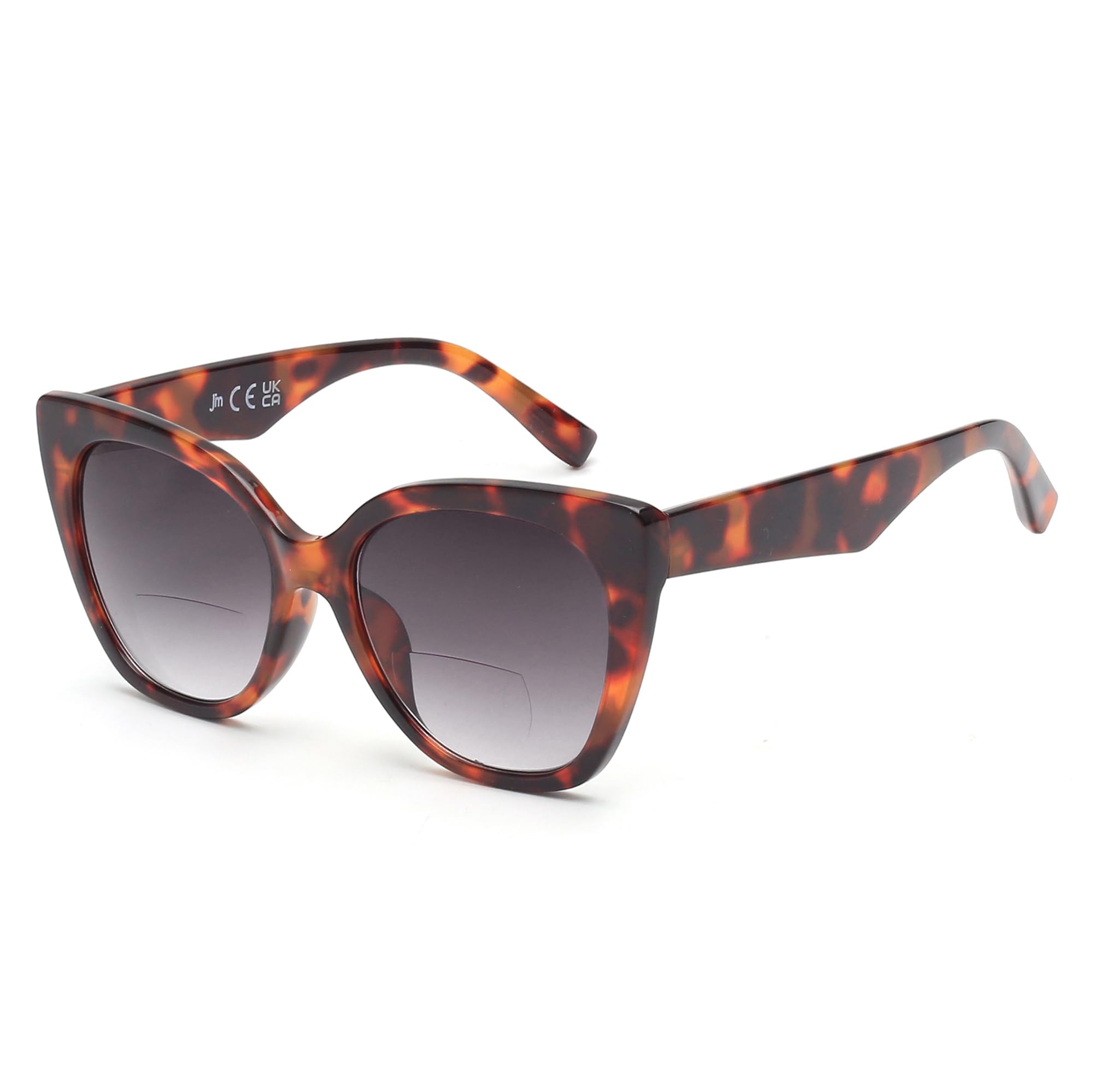 JM Classic Bifocal Reading Glasses Oversized Cateye Stylish Sunglasses Readers for Women Leopard +1.5